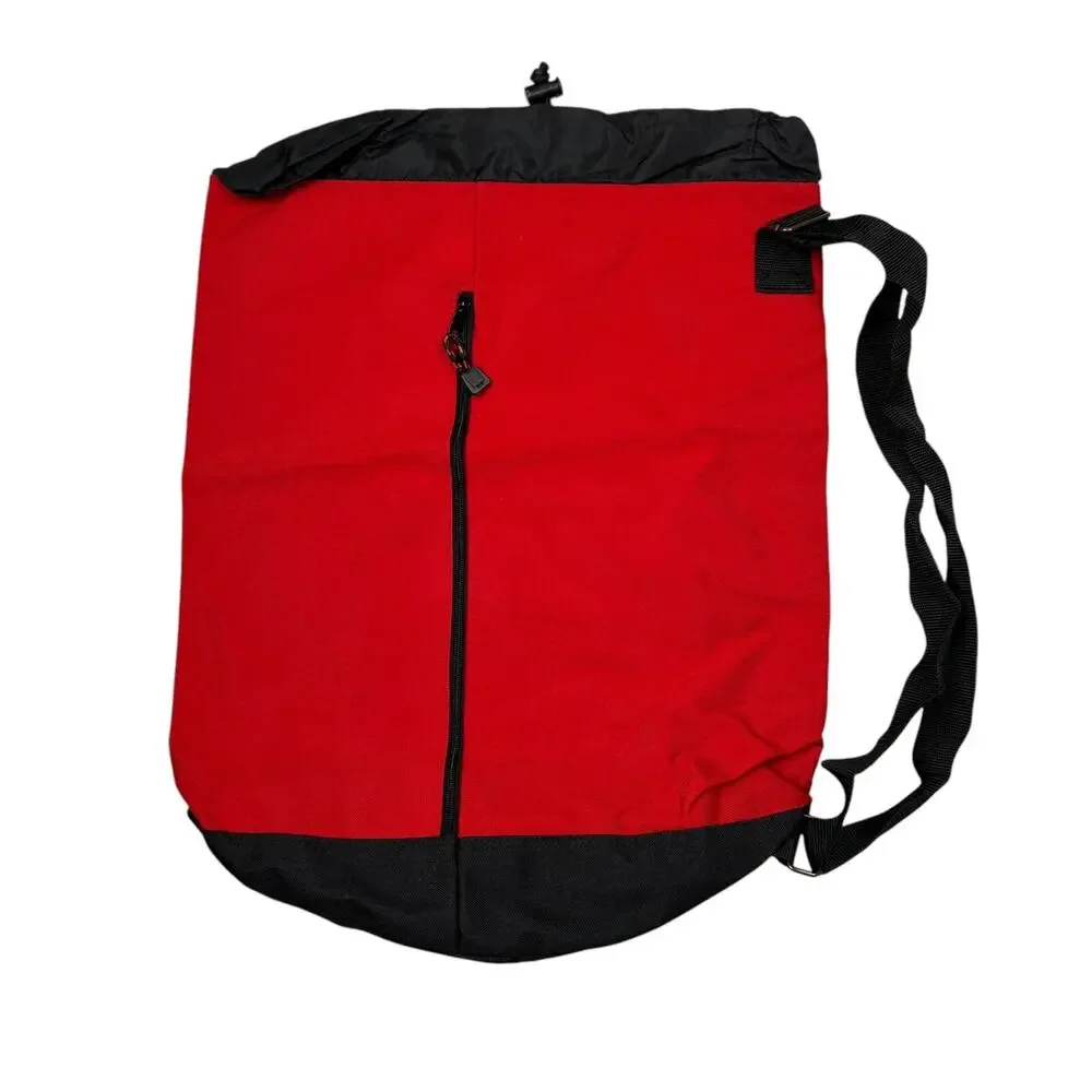 Vintage 90s DARE Drawstring Backpack Cinch Sack Bucket Shoulder Bag Red Black